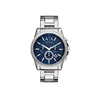armani exchange montre pour homme, mouvement chronographe à quartz, boîtier en acier inoxydable de 45 mm avec bracelet en acier inoxydable, ax2509