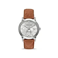 burberry montre chronographe suisse pour homme avec bracelet en cuir marron 42 mm bu9904, marron, sangle
