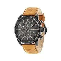 timberland montres à quartz avec affichage analogique à cadran noir et bracelet en cuir ,bracelet -beige (brun clair)_ homme -- 14816jlb/02