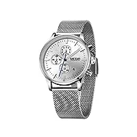 megir 3 oeil analogique chronographe bracelet en maille montres mode lumineuse auto date quartz montres