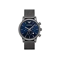 emporio armani montre pour homme, mouvement chronographe, boîtier en acier inoxydable de 46 mm avec bracelet en acier inoxydable, ar1979