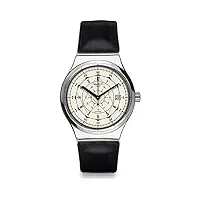swatch homme digital quartz montre avec bracelet en cuir yis402