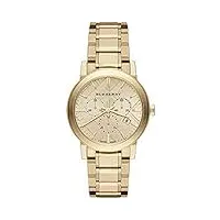burberry the city bu9753 montre chronographe unisexe pour homme et femme doré, or, moderne
