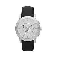 swiss burberry bu9355 montre chronographe de luxe pour homme unisexe la ville en cuir noir avec cadran argenté