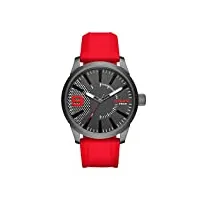 diesel rasp montre pour homme, mouvement à quartz, bracelet en silicone, acier inoxydable ou cuir, rouge et graphite, 46mm