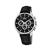 lotus montre homme chronographe montre quartz khrono bracelet en cuir noir ul18372/4