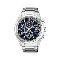 citizen super titanium ca0650-82l montre à mouvement solaire, avec bracelet en titane, chronographe et cadran bleu