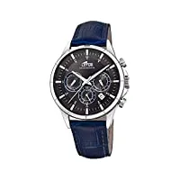 lotus montre homme chronographe montre quartz khrono bracelet en cuir bleu ul18372/2