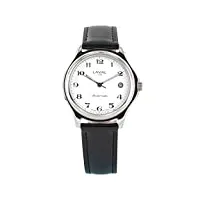 jouailla - montre automatique dato 3h pour homme avec cadran blanc et bracelet synthétique noir, argenté