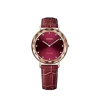 jowissa aura femme 39mm bracelet cuir rouge quartz analogique montre j5.564.l