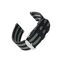 archer watch straps | bracelets de remplacement en nylon facilement interchangeables pour montre homme et femme, aussi pour montres connectées | noir et gris (james bond), 18mm