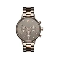 mvmt nova - dual timezone - montre pour femme - montre minimaliste pour femme - 3 atm/30 mètres - montre analogique en acier inoxydable avec bandes interchangeables - 38 mm, orion rose, 38 mm, nova