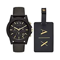 armani exchange montre pour homme , mouvement chronographe, boîtier en silicone noir de 45 mm avec bracelet en silicone, ax7105