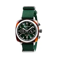 briston - clubmaster sport acétate - chronographe écaille de tortue cadran vert anglais soleillé