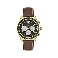 guess hommes chronographe quartz montre avec bracelet en cuir w0970g2