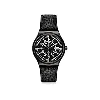 swatch homme analogique-numérique automatique montre avec bracelet en cuir