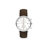 armogan regalia - silvered white s87 - montre chronographe homme bracelet cuir daim