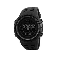 montre digitale garçon enfant etanche 50 m avec led montre sports homme en forme de 12 ou 24h avec alarme chronomètre couleur noir