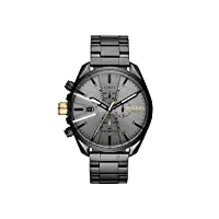 diesel ms9 montre pour homme, mouvement chronographe, bracelet en silicone, acier inoxydable ou cuir, noir et gris, 54mm