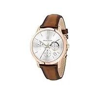 maserati montre pour homme, collection ricordo, à quartz, chronographe, en acier, pvd or rose et cuir - r8871633002