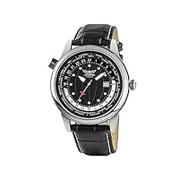 aviator world cities 3 montre à quartz pour homme – collection aviateurs de vol classique – bracelet en cuir véritable noir 3 atm