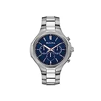 bulova montre chronographe pour homme en acier inoxydable cadran bleu