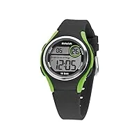 sinar xe-64-3 montre de sport numérique à quartz pour garçon et adolescent avec bracelet en silicone et lumière noir/vert 10 bar, vert, bracelet