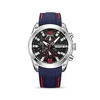 megir montre à quartz analogique pour homme avec chronographe et bracelet en silicone tendance, bleu, chronographe, mouvement à quartz
