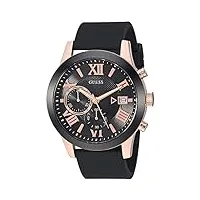 guess comfortable black + rose gold-tone stain resistant silicone chronograph watch with date. color:black/rose gold-tone (model: u1055g3)