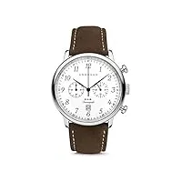 armogan e.n.b. - silvered whited c81 - montre chronographe homme bracelet daim marron