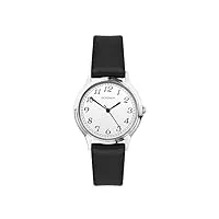 sekonda montre classique à quartz pour femme facile à lire avec cadran blanc à affichage analogique et bracelet noir, noir , sangle
