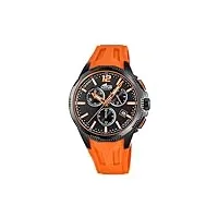 lotus montre pour homme 18591/6 outlet boîtier en acier inoxydable noir bracelet en plastique orange