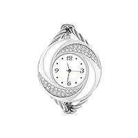 montres pour femmes, montres analogiques à quartz rondes à la mode montre-bracelet en alliage avec motif tourbillon et décorations en strass (argent blanc)