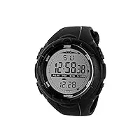 skmei digital montre de sport pour homme, 50 m étanche militaire extérieur montres noir large face avec chronographe alarme résistant aux chocs led