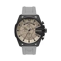 diesel chief series montre pour homme, mouvement chronographe avec bracelet en silicone, acier inoxydable ou cuir, gris clair et graphite, 51mm
