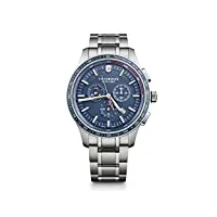 victorinox homme alliance sport - montre en acier inoxydable avec chronographe de fabrication suisse argent/bleu 241817
