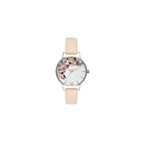 olivia burton montre analogique à quartz pour femme avec bracelet en cuir rosé - ob16eg75