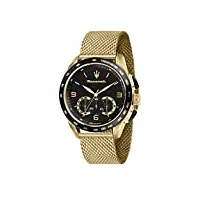 maserati montre pour homme, collection traguardo, avec mouvement à quartz et fonction chronographe, en acier et pvd jaune - r8873612010