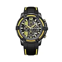 megir montre de sport à quartz étanche en silicone pour homme - chronographe, jaune, montre à quartz, chronographe