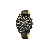 lotus montre pour homme 18589/1 outlet boîtier en acier inoxydable noir bracelet en cuir noir