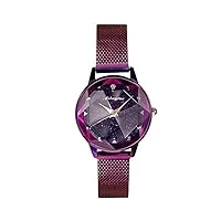 rorios femme montre analogique quartz watches cristal ciel étoilé dial acier inoxydable mesh bracelet mode montres pour femmes fille