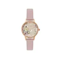 olivia burton montre analogique à quartz pour femme avec bracelet de cuir "vegan" rose - ob16sg04