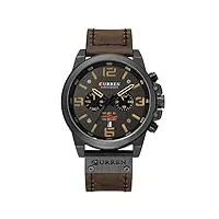 montre militaire pour homme, bracelet en cuir, analogique, à quartz, chronographe, date, bracelet de sport pour homme, blanc, chronographe