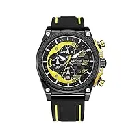 megir montre de sport lumineuse pour homme avec bracelet en silicone noir et jaune, grand chronographe, calendrier, étanche, bracelet