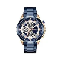 curren montre à quartz analogique pour homme avec calendrier et bracelet en acier inoxydable étanche, bleu, chronographe, mouvement à quartz