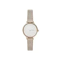 skagen anita lille montre pour femmes, mouvement à quartz avec bracelet en acier inoxydable ou en cuir, ton or rose et ton argent, 30mm