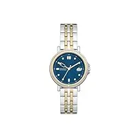 skagen signatur montre pour femmes, mouvement à quartz, bracelet en acier inoxydable ou en cuir, argent et bleu, 30mm