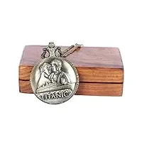 artvarko montre de poche analogique titanic avec chiffres romains avec boîte en bois pour homme et femme avec médaillon antique., doré, bronze, standard, antique,vintage