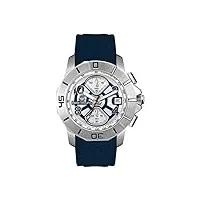 rené mouris 47mm montre chronographe à quartz pour homme | infinité | bande de silicone bleu