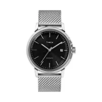 montre timex homme - automatique - marlin automatique - 40 mm - cadran noir - bracelet acier argenté - tw2t22900